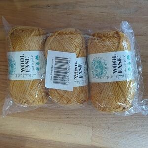 Lot of 3 skeins, Wool-Ease yarn, mustard color, #6 bulky weight